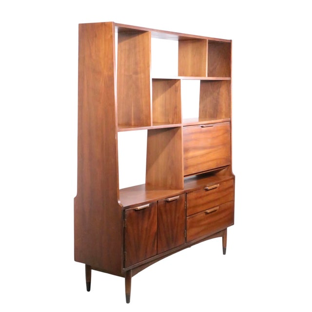Wood Mid Century Modern Wall Unit Room Divider For Sale - Image 7 of 16