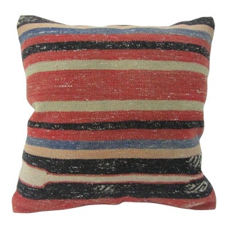 Handmade Striped Turkish Kilim Pillow Cover For Sale