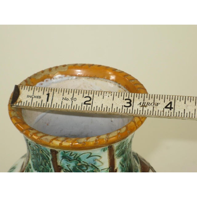 1900s Large Ceramic Vase Majolica Italian WITH 3 DOG & BIRDS Made Italy Neo-Classic For Sale - Image 9 of 12