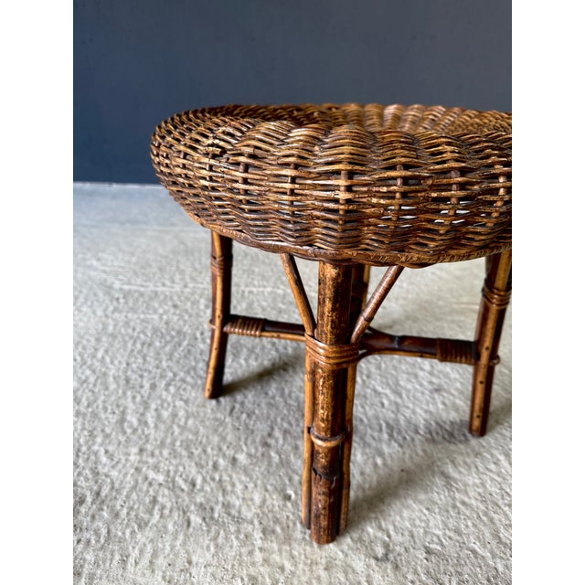 Low Bamboo and Rattan Ottomans, Italy, 1960s, Set of 2 For Sale - Image 10 of 18