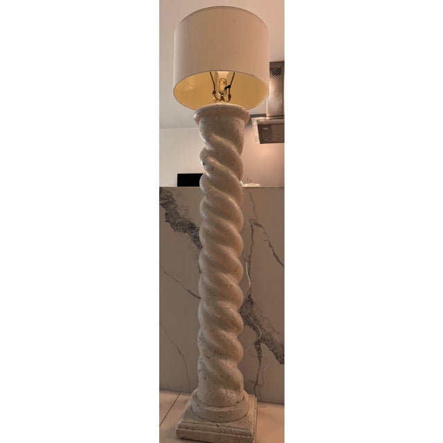Almond Vintage Plaster Swirl Floor Lamp Ala Michael Taylor For Sale - Image 8 of 9