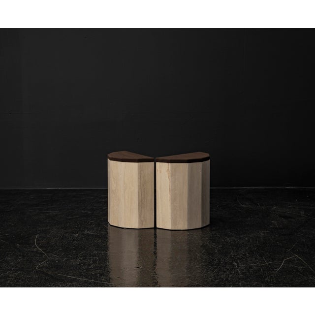 Travertine Marble Column Console Tables, 1980s, Set of 2 For Sale - Image 14 of 18