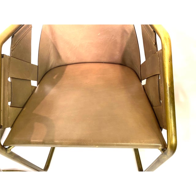 Brass Leather Strip Chair by Massimo Castagna for Henge, 1990s, Set of 3 For Sale - Image 9 of 18