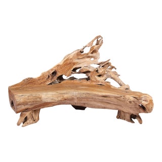 Modern Free Form Teak Root Bench 28 For Sale