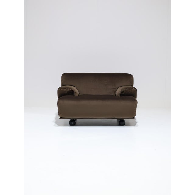 Mid-Century Modern Fianda Modular Sofa and Armchair in Brown Velvet by Vico Magistretti for Cassina, 1970s, Set of 4 For Sale - Image 3 of 18