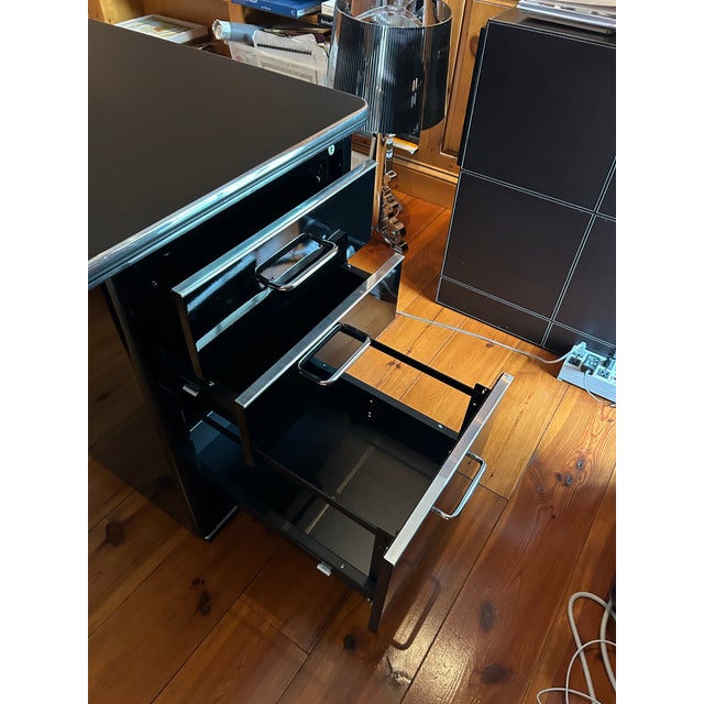 Black & Silver Art Deco Muller Chrysler Desk For Sale - Image 16 of 17