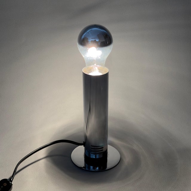 1970s Space Age Chromed Metal Cylinder Table Lamp by Targetti Sankey, 1970 For Sale - Image 5 of 11
