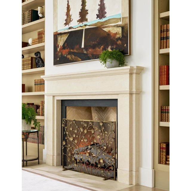 Aged Silver Primrose Garden Fireplace Screen For Sale In Dallas - Image 6 of 12