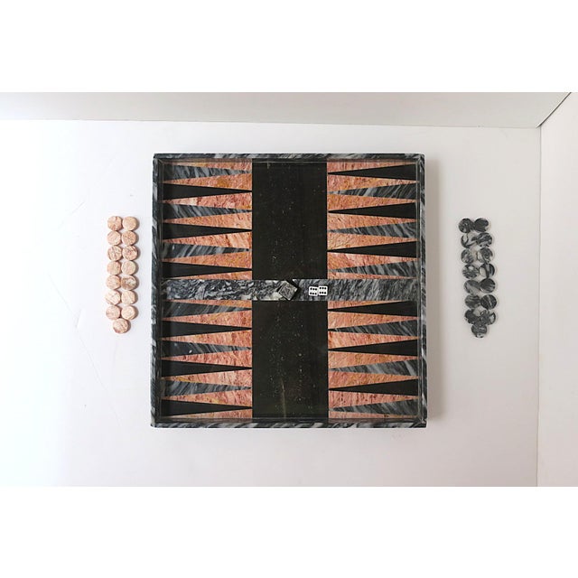 Marble Backgammon and Checkers Game Boardgame Set For Sale In New York - Image 6 of 13