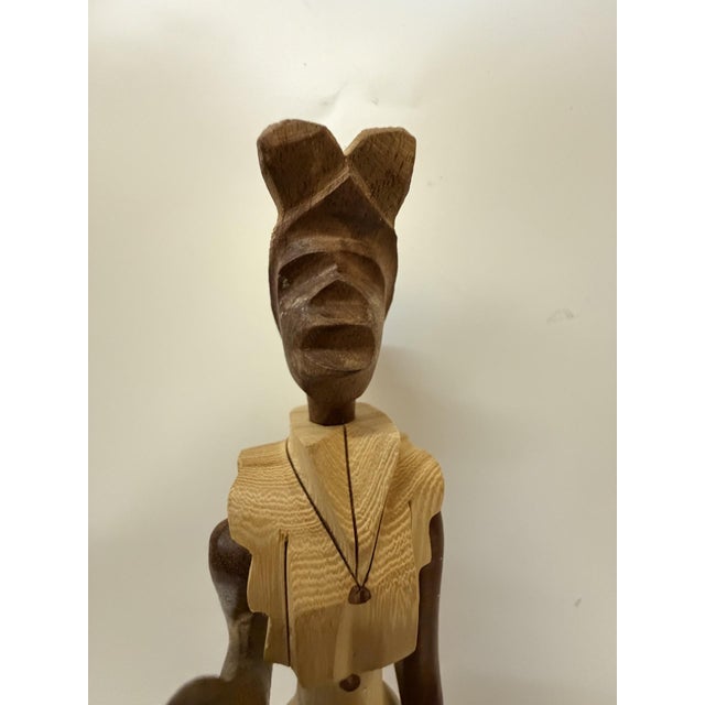 Mid-Century Modern Cuban Style Hand-Carved Wooden Female Figurine For Sale - Image 10 of 12