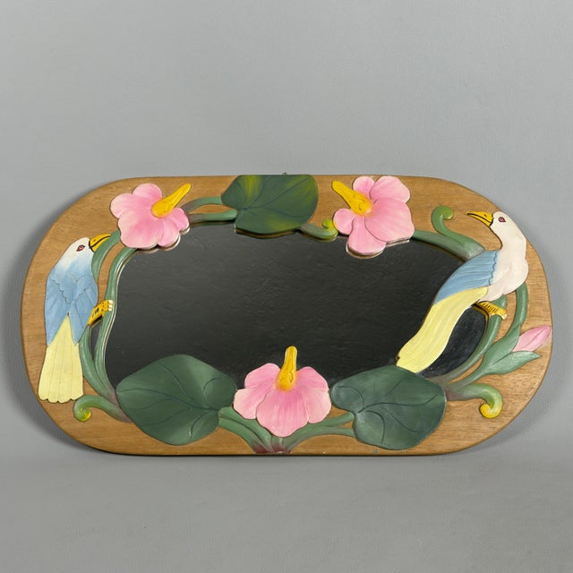 Oval Wall Mirror in Carved Wood For Sale - Image 10 of 10