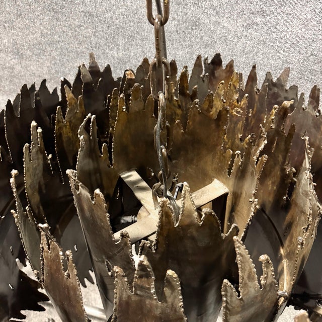 Tom Greene 1960s Mid Century Brutalist Torch-Cut Metal Chandelier by Tom Greene For Sale - Image 4 of 6