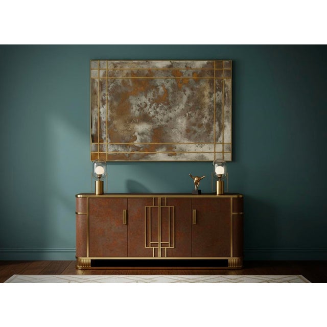 Mid-Century Modern Mid-Century Murano Glass and Brass Console Wall Mirror For Sale - Image 3 of 10