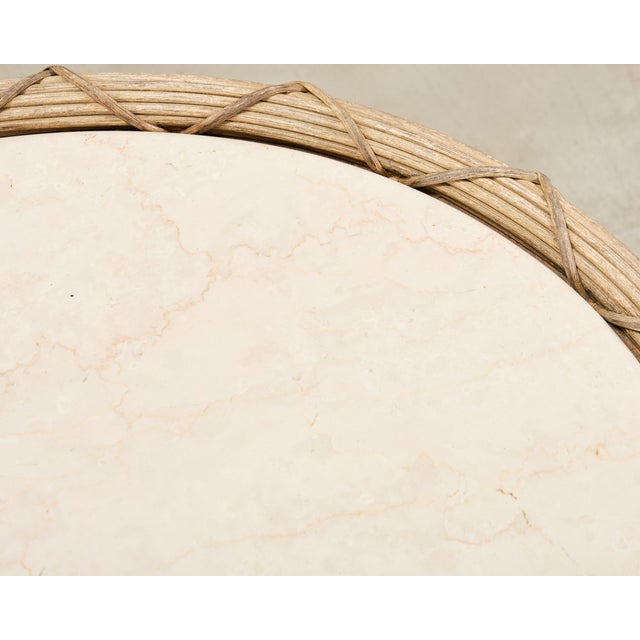 Pair of Danny Ho Fong Organic Modern Rattan Marble Tables For Sale - Image 14 of 18