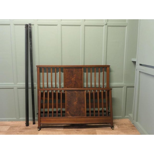 A Good Quality Bur Walnut Edwardian Double Bed The Bed is made from beautifully figured walnut, the rectangular panels at...