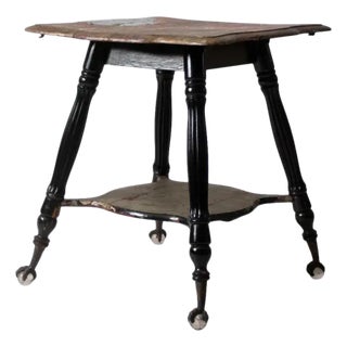 Antique Victorian Parlor Table With Glass Ball and Claw Feet For Sale