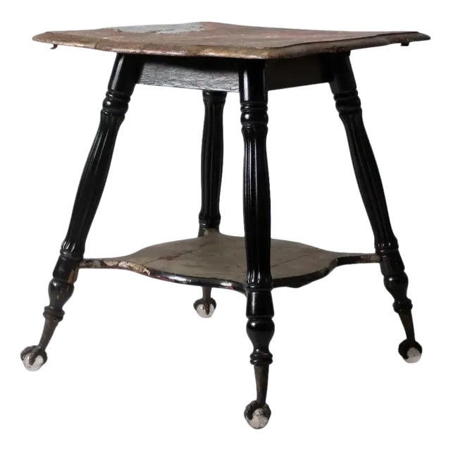 Antique Victorian Parlor Table With Glass Ball and Claw Feet For Sale