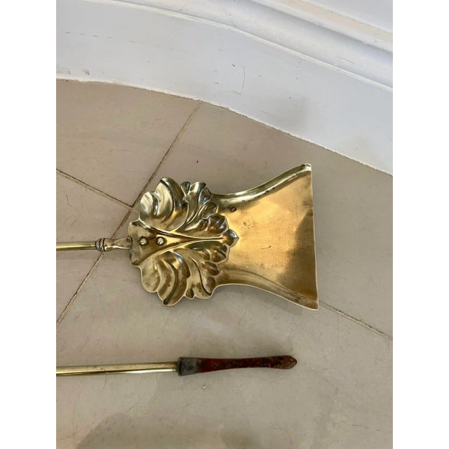 Metal Antique Victorian Quality Brass Fire Irons, 1860s, Set of 3 For Sale - Image 7 of 8