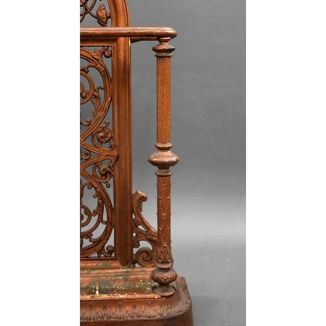 Gold Victorian Cast Iron Stick Stand by Falkirk Foundry, 1880 For Sale - Image 8 of 10