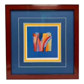 Philippa Tunstill Signed "Blue Fandango" Large Framed Abstract Print For Sale