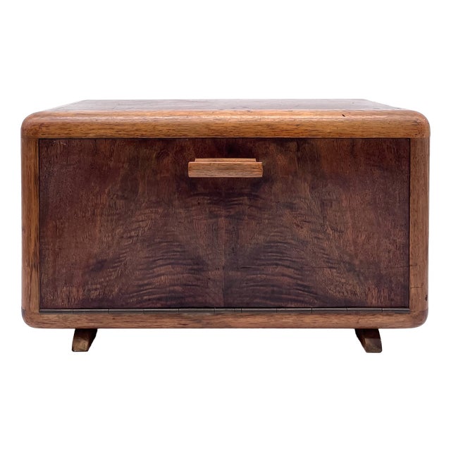Art Deco Bread Box in Handcrafted Walnut, 1930s For Sale