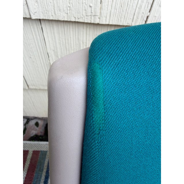 Teal Vintage Mid-Century Steelcase Teal Blue Rolling Office Desk Arm Chair For Sale - Image 8 of 18