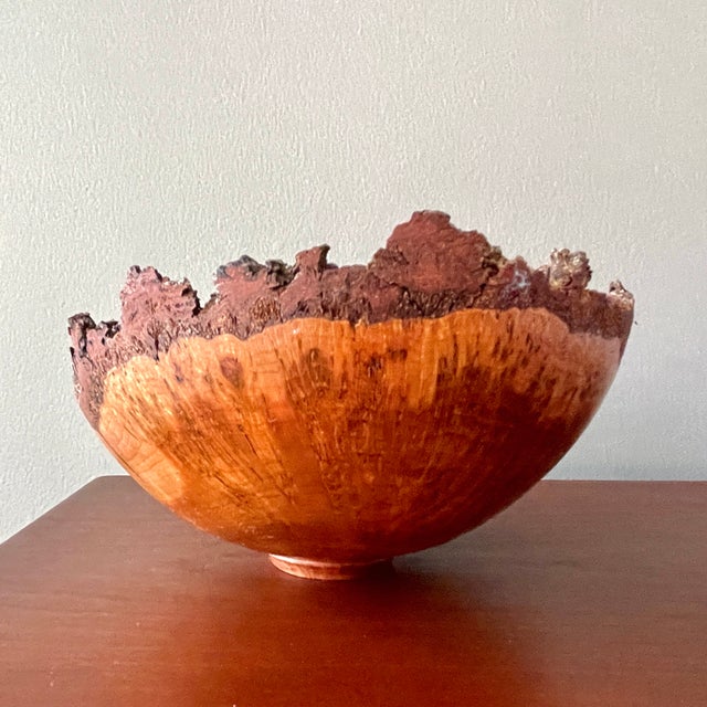 Wood 2014 Ed Sandle American Hand Turned Cherry Burl Live Edge Bowl For Sale - Image 7 of 12