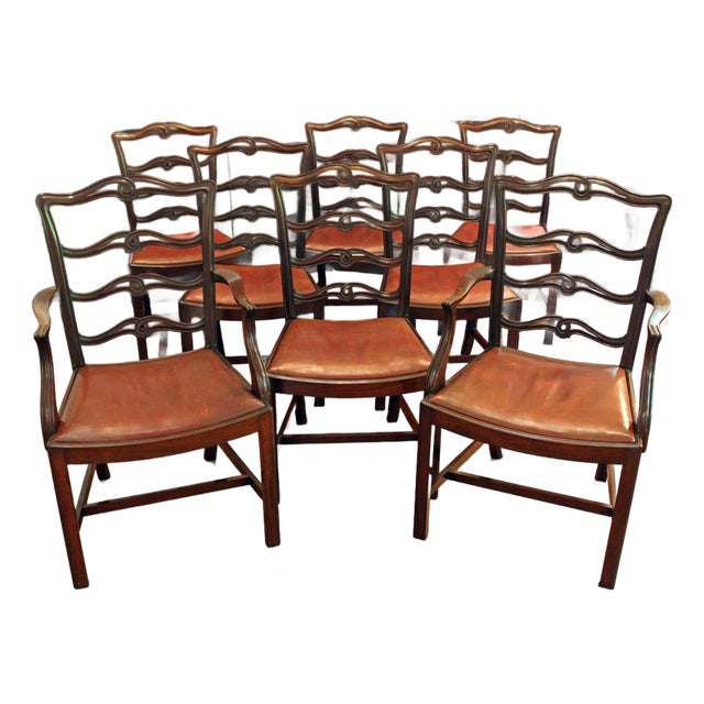 Circa 1880-1900 Georgian Style Set of 8 Dining Chairs For Sale