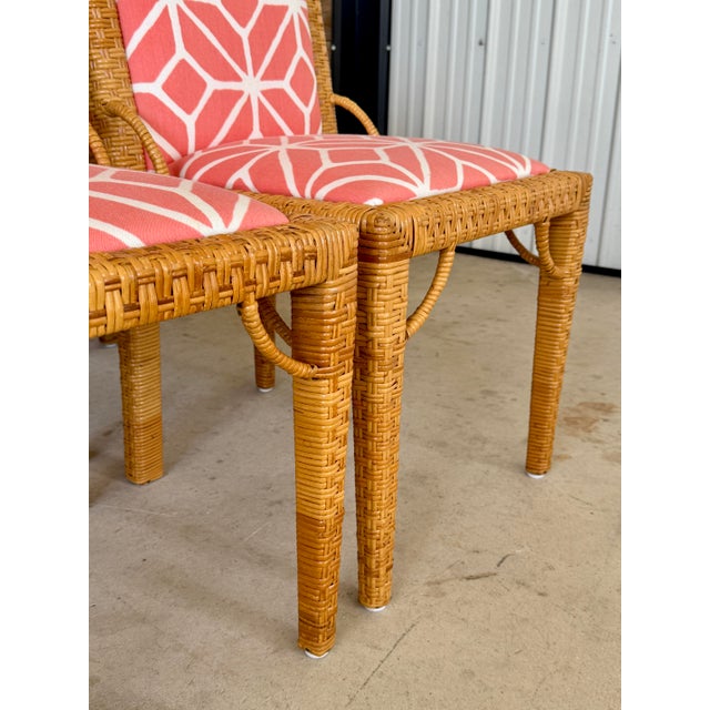 Set of Four Vintage Bielecky Brothers Rattan Wrapped Dining Chairs – Organic Modern For Sale - Image 9 of 12
