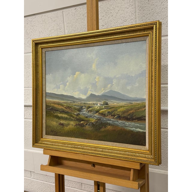 Painting of Mountain Cottages by River in Ireland by 20th Century Irish Artist 1990 Circa For Sale - Image 14 of 18