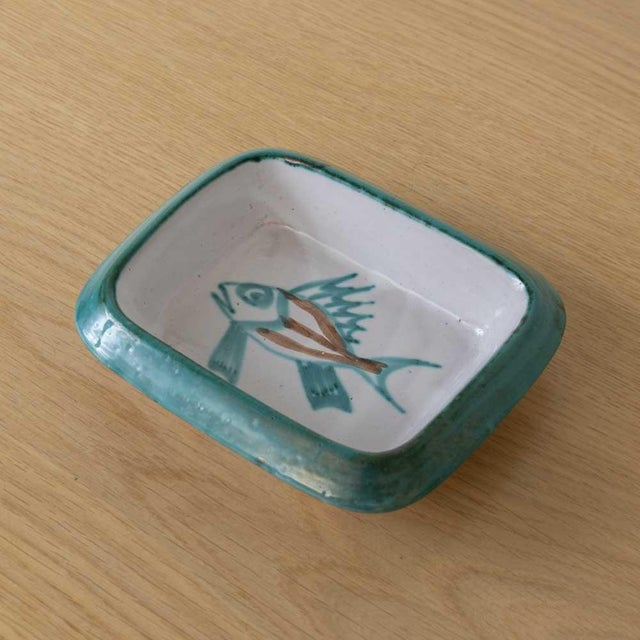 Green 1950s French Ceramic Fish Dish by Robert Picault, Vallauris For Sale - Image 8 of 10