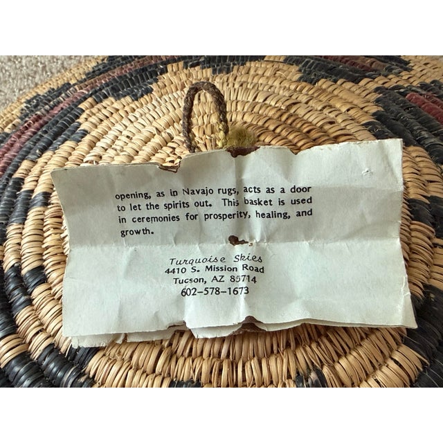 1980s Exquisite Vintage Navajo Wedding Basket — 16” Southwestern Native American Coiled Basket For Sale - Image 5 of 12