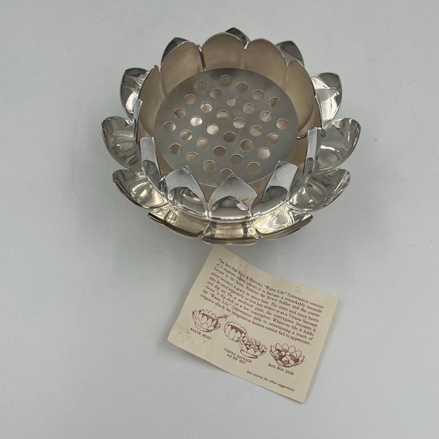 Metal Mid 20th Century Reed & Baron Silverplate Lotus Flower Vase Water Lily Centerpiece With Flower Frog For Sale - Image 7 of 12