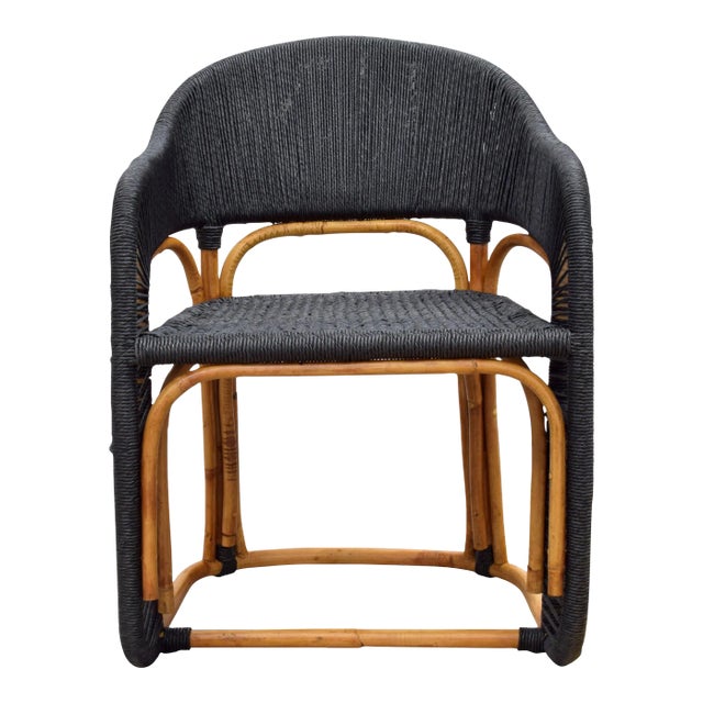 Glen Ellen Rattan Arm Chair in Natural/Black For Sale