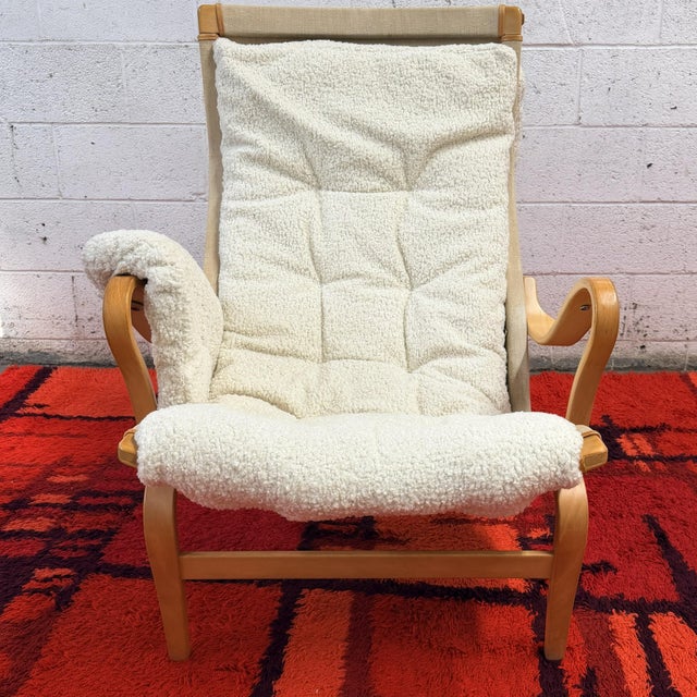 Vintage Pair of Pernilla Lounge Chairs by Bruno Mathsson for Dux in Faux Lambswool, 1970's For Sale - Image 10 of 14