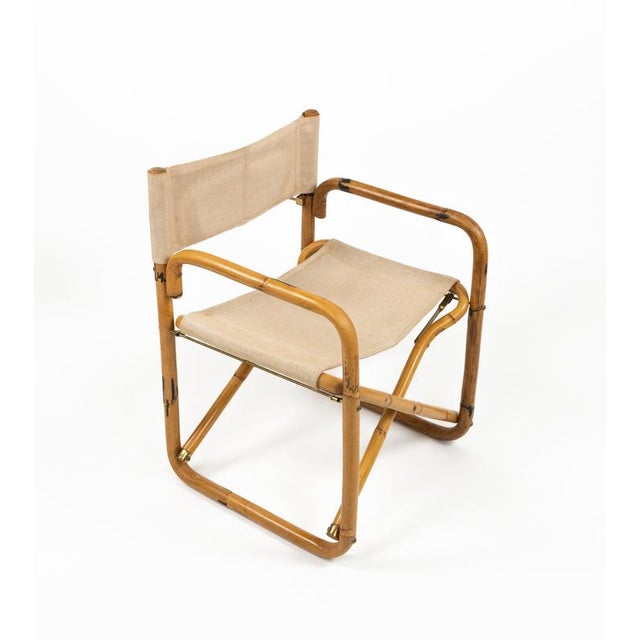 Mid-Century Bamboo and Fabric Director's Folding Chairs, Italy, 1960s, Set of 2 For Sale - Image 6 of 18