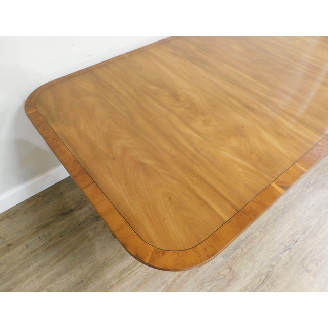 Old Colony Amber Finish Mahogany Yew Wood Banded Regency Style