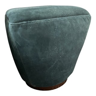 Theo Peacock Distressed Leather Ottoman For Sale
