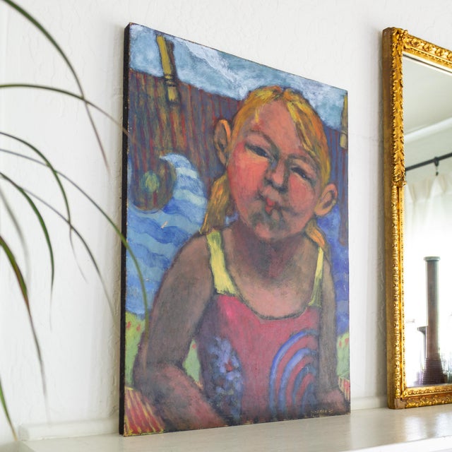 Figurative Bright Fauvist Style Portrait Painting of Girl in Swimsuit by Amy Scherer For Sale - Image 3 of 10