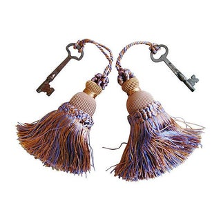 Antique Skeleton Keys with Tassels - A Pair For Sale