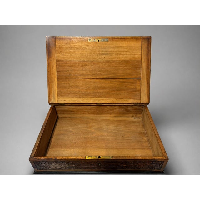 Venetian Renaissance Revival Carved Walnut Bible Casket With Lion of Saint Mark For Sale - Image 9 of 9