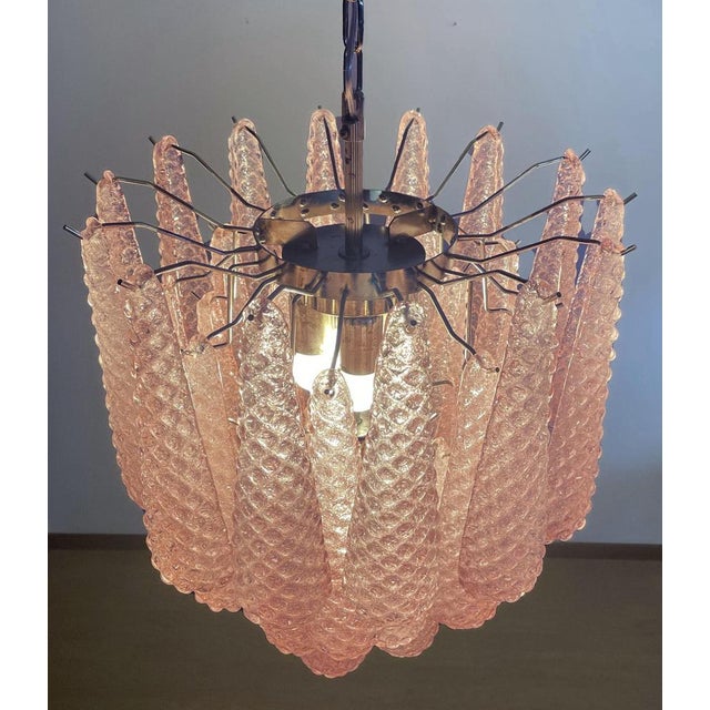 Glass Pink Petal Chandeliers, Murano, 1990s, Set of 2 For Sale - Image 11 of 15