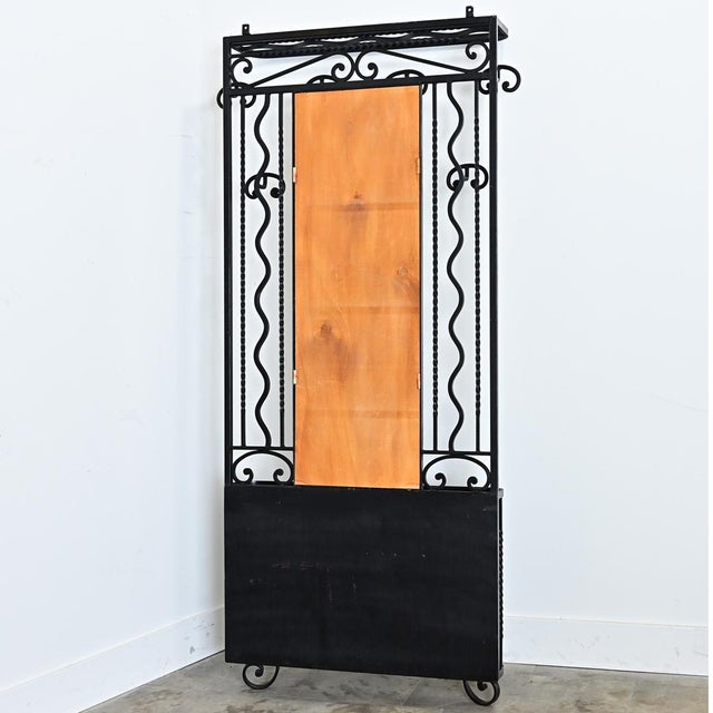 French Art Deco Wrought Iron Hall Tree with Mirror For Sale - Image 12 of 13