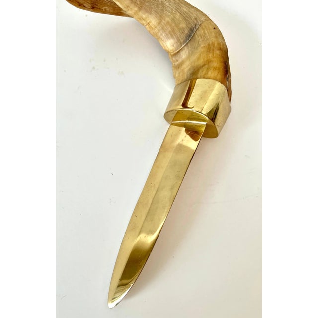 Metal Brass and Horn Letter Opener For Sale - Image 7 of 7