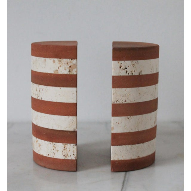 1970s Fratelli Mannelli Striped Italian Travertine Bookends For Sale - Image 5 of 13