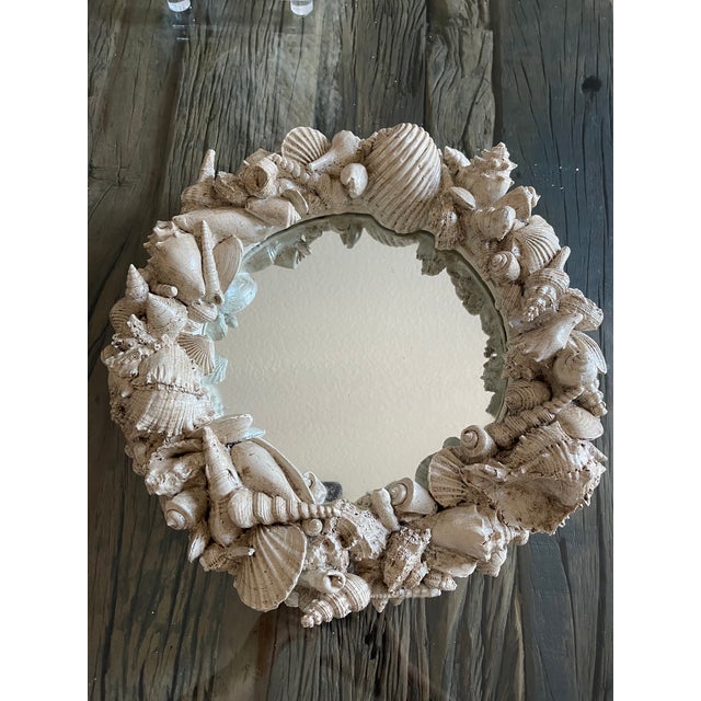 Vintage Serge Roche Style Grotto Sea Shell Plaster Mirror For Sale In Miami - Image 6 of 7