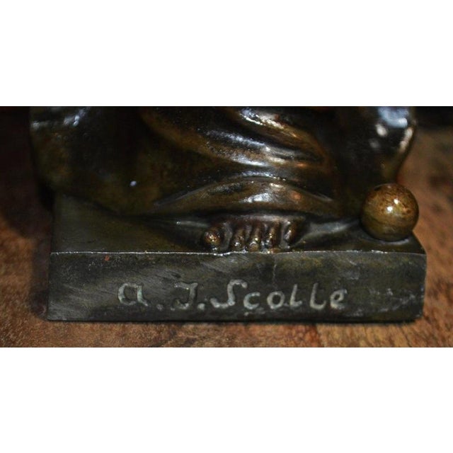 Antique French Art Nouveau Figural Bronze Table Lamp by A.J. Scottie, 1900s For Sale - Image 10 of 18