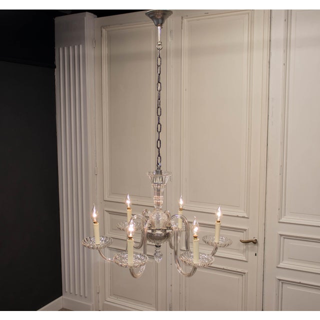 Clear Murano Crystal 6-Arm Chandelier in the style of Barovier, 1970s For Sale - Image 4 of 10