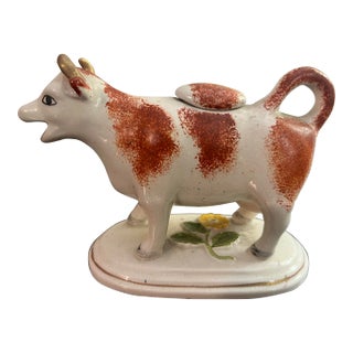 Antique Staffordshire Cow Form Figural Creamer, Circa 1860's For Sale