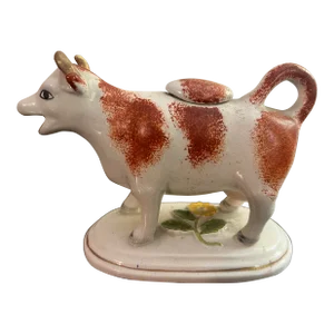 Antique Staffordshire Cow Form Figural Creamer, Circa 1860's
